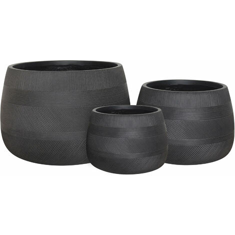 Vasi Per Piante Rotondi Da Interno Ed Esterno Set Da 3 Dimensioni Moderni Vaso Di Design In Resina Colore Taupe , G.55x55x37/M.42x42x29/P.29x29x20
