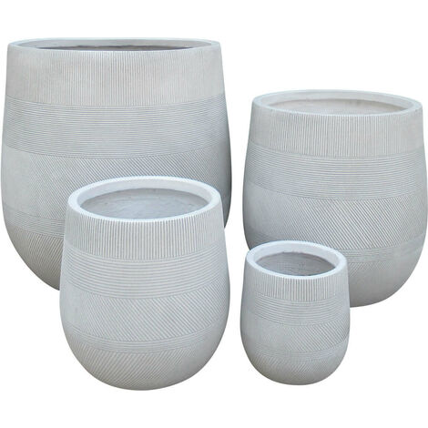 Vasi Per Piante Rotondi Da Interno Ed Esterno Set Da 4 Dimensioni Moderni Vaso Di Design In Resina Colore Taupe , G.57x57x57/M.43,5x43,5x43,5/P.31,5x31,5x31,5/xS.20,5x20,5x20,5 (1/3)