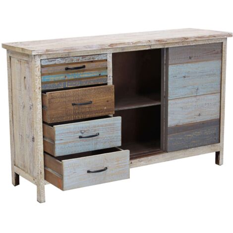 Credenza consolle e tavolo buffet con ripiani per vino e spazio di archiviazione - Struttura in metallo - Marrone | Leroy Merlin