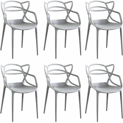 Set Di 6 Sedia In Polipropilene Plastica Grigia Di Alta Qualità Di Design  Per Interno E