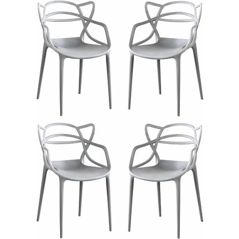 Set Di 4 Sedia In Polipropilene Plastica Grigia Di Alta Qualità Di Design  Per Interno E Giardino Stile Moderno Per Sala Da Pranzo, Cucina