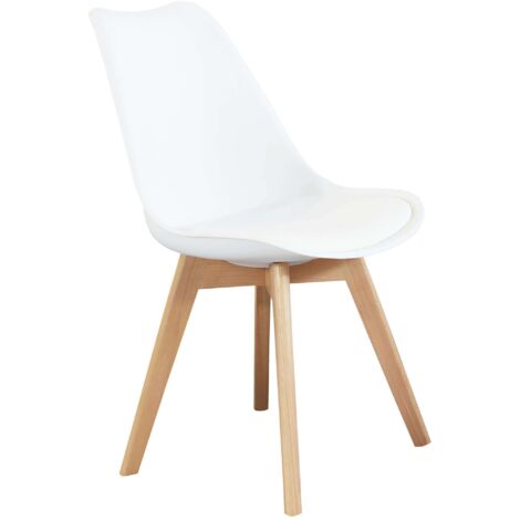 Sedia Moderna Di Design Imbottita Bianca Con Gambe In Legno Per Sala Da  Pranzo Cucina Ufficio