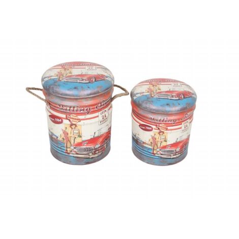 THEODORE - set di 2 pouf contenitore tondo poggiapiedi (1/5)
