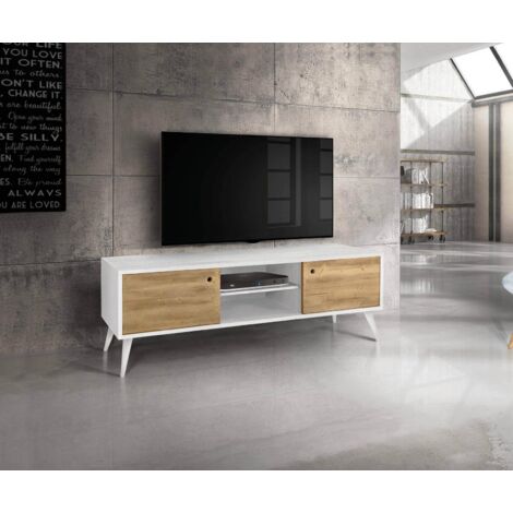 BRODY - mobile porta tv moderno in abete spazzolato naturale (1/3)