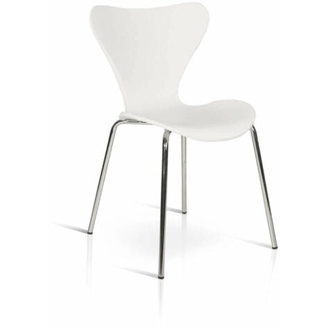 Sedia Moderna Di Design Bianca Struttura In Metallo Seduta E Schienale Mdf  Per Arredo Cucina Sala