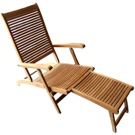 Lettino prendisole sdraio in legno marrone mod. Riviera (1/3)