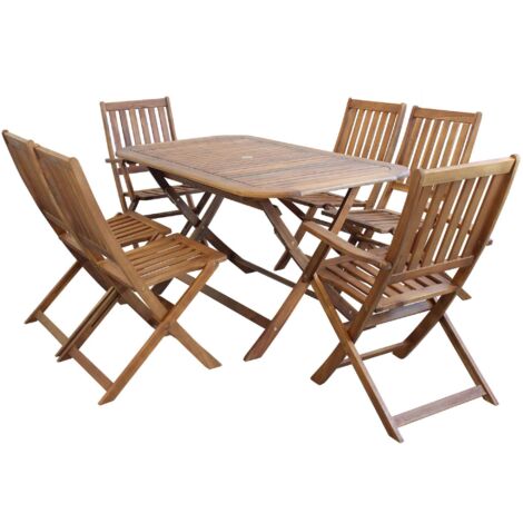 SOLEA - set tavolo in alluminio e teak cm 150 x 80 x 74 h con 4 sedie e 2 poltrone Dresda (1/5)
