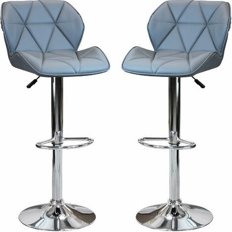 Set Di 2 Sgabelli Da Bar Regolabili In Velluto Vintage – LANTUS – Altezza 63-83 Cm - 2