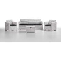 BICA 9068 Set Nebraska Salottino Divano Poltrone Tavolino, Polipropilene, Bianco, 338x155x79 cm