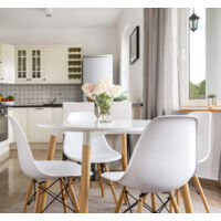 TAVOLO DA PRANZO MODERNO DI DESIGN ROTONDO FISSO IN ABS Tavolo Bar di Design Moderno Rotondo diametro 80 cm in Legno