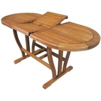 Tavolo Ovale Allungabile In Legno Di Acacia 120/160x70 Per Esterno Giardino Portico Ristorante Bar Hotel Albergo Agriturismo
