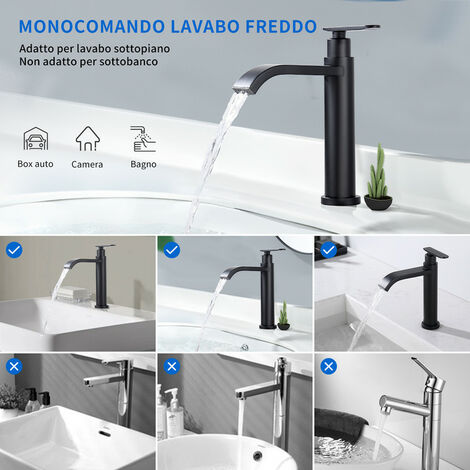 ONECE Rubinetto Bagno Lavabo Alto Oro, Rubinetto per Lavabo da Appoggio,  Miscelatore Bagno Monocomando in Acciaio Inox, Rubinetti Lavabo Oro per  Bagno, Acqua Calda e Fredda, Aeratore Rimovibile : : Fai da