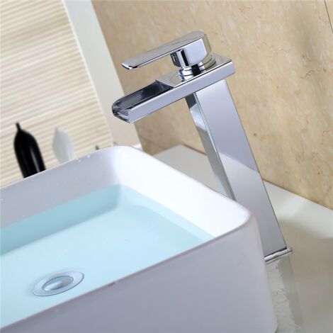 HOMELODY Rubinetto Alto Lavabo Bagno Cascata Miscelatore per Lavandino da  Appoggio Bagno