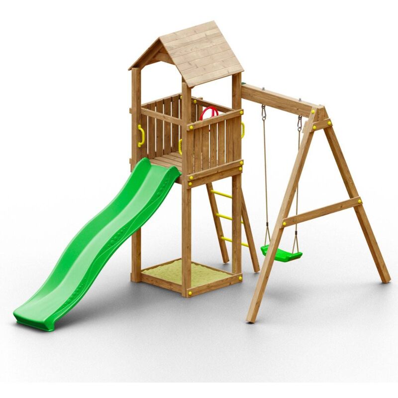 Outsunny Scivolo Altalena Legno Altalena Da Giardino Per Bambini