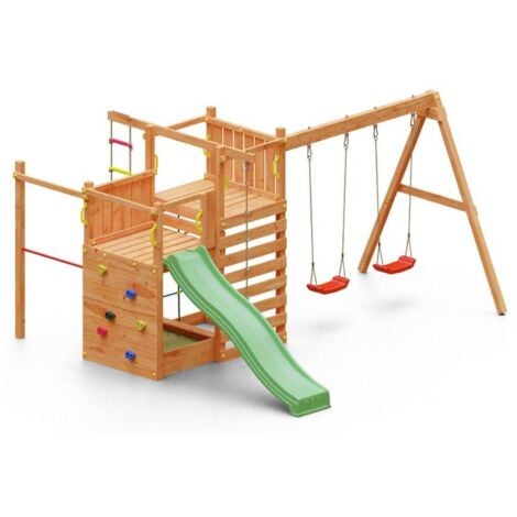 Casetta giardino per bambini con scivolo Fungoo Climbing Star3 gioco in  legno per giardino