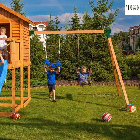 Casetta in legno bambini con scivolo Fungoo MyHOUSE MOVE + in legno per  giardino