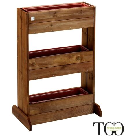 Scaffale Aiuola 3 Fioriere Portavaso In Legno MissFlora Per Piante 71 X 34 X 103 Cm - Foto 11