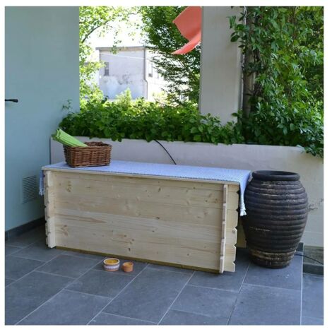 Cassapanca In Legno Di Pino 100x40x50h - Baule Per Esterno, Per Giardino O Casa