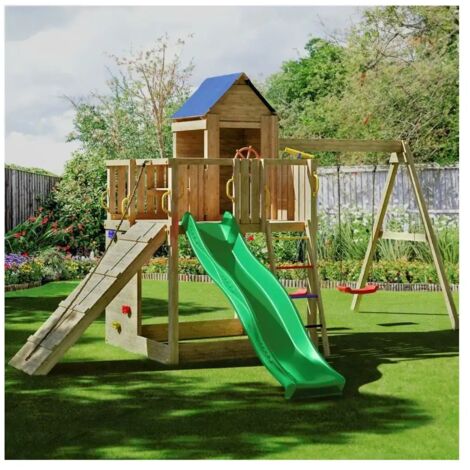 Casetta bimbi e altalena Fungoo Treehouse 3 giochi da giardino in legno
