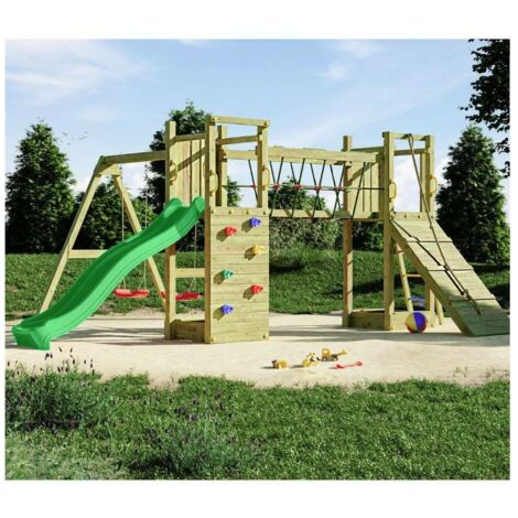 Parco giochi in legno  Fungoo Maxi Exposure con scivolo, altalene, ponte e arrampicata