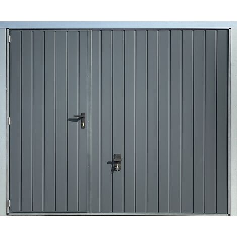 Spadone – Porte de garage basculante grise avec portillon 240 x 200 cm – Panneaux sandwich en acier – Isolation polyuréthane 20 mm