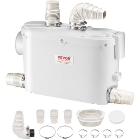 VEVOR Abwasser Hebeanlage 500W Fäkalienhebeanlage 8m Förderhöhe Abwasserpumpe 6600L/h Haushaltspumpe 2900U/min Schmutzwasserpumpe Eingebautes Rückschlagventil Wartungfrei WC Dusche Waschbecken