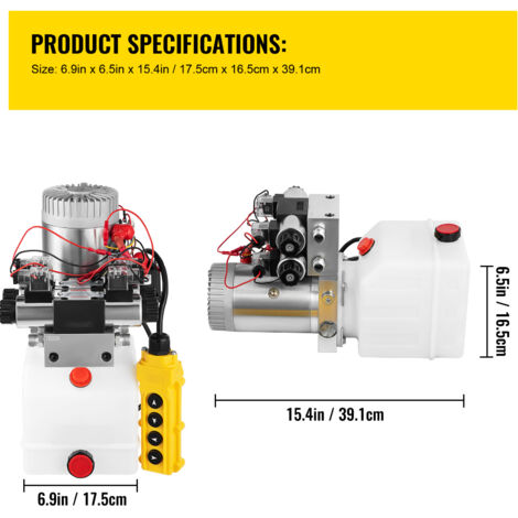 Mophorn Hydraulikpumpe, doppeltwirkendes Aggregat, 12V DC, Doppelmagnet-Hydraulikaggregat, 4,5L Behälter, für Kippanhänger und Autohebevorrichtungen