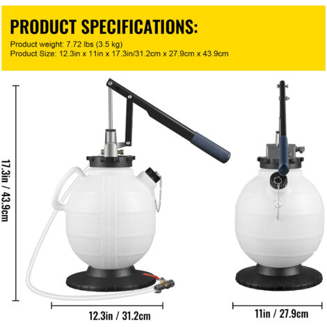 Mophorn Getriebeölpumpe, manuelles ATF-Nachfüllsystem, Spender, 7,5 Liter Öl- und Flüssigkeitsabsauger mit großer Kapazität – Werkzeugsatz für Automatikgetriebeölpumpen mit 15-teiligen