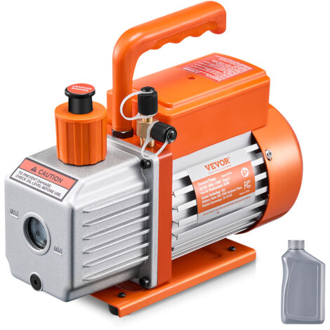VEVOR Vakuumpumpe, 5 CFM, HVAC einstufige Drehschieber-Vakuumpumpe, für R134a R22 R410a Systeme, Auto-AC-Vakuumpumpen-Kit mit Ölflasche, für die Wartung von Auto-Klimaanlagen und Harzentgasung
