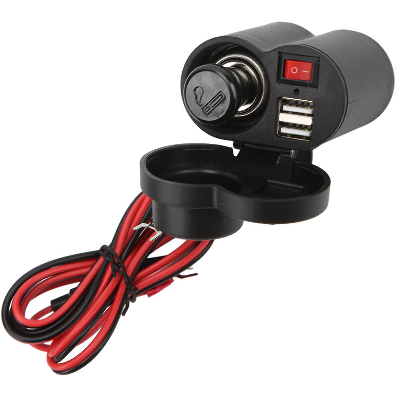 Chargeur Double USB QC3.0 12V/24V Pour Voiture/moto - Voltmètre LED, étanche IP66, Fil Avec Fusible