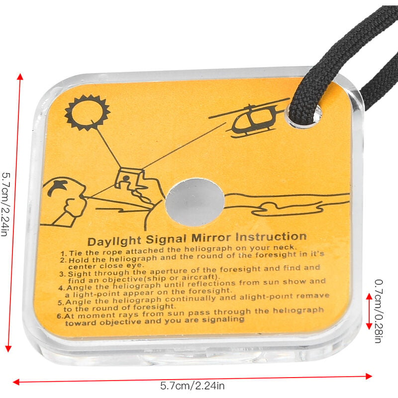 Jeffergarden Sécurité de miroir de signal de réflecteur acrylique de survie  extérieure avec le sifflet de longe