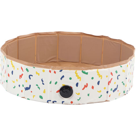 Piscine à Balles Mousse Mémoire De Forme Pour Bébé – Ronde 90×30 Cm Beige – Sans Balles (Housse Lavable)