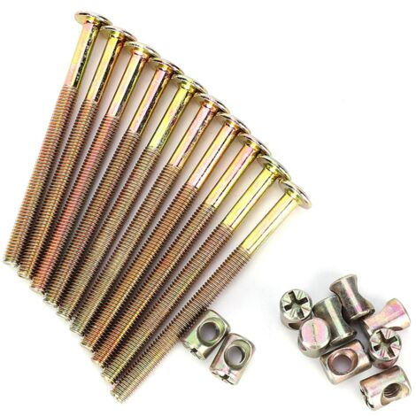Boulon de meubles M6 – Acier au carbone zingué – Longueur 100mm – Lot de 10 vis à tête hexagonale creuse et écrous (1/5)