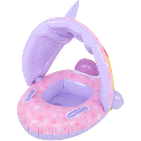 Jeffergarden Anneau de flottaison pour bébé, anneau de natation gonflable en PVC pour enfants avec parasol, équipement de natation d'été pour enfants, violet (1/5)