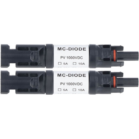 Jeffergarden MC‑D Lot de 2 Pièces de Connecteur PV Solaire 1000 V Diode Anti-retour Intégrée IP68 étanche pour Connexion Panneau Solaire(30A) (1/5)