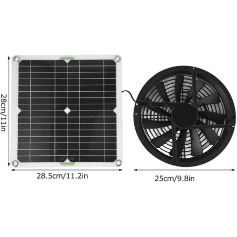 Ventilateur Solaire Serre 10W 800mA - Double Ventilateur, Énergie Solaire - Pour Serre, Camping-Car