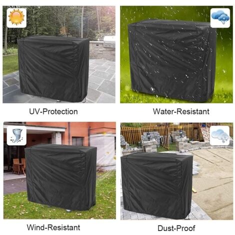 Jeffergarden Housse Barbecue Noir, Couverture de Gril Anti-l'eau/Anti-l'humidité Protection UV Poussière Eau Résistant au Vent pour Barbecue Extérieur Jardin Patio Grill (145x61x117cm)