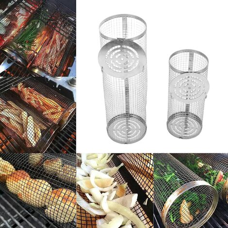 Topyond Panier à Poisson Pour Barbecue Extérieur, En Acier Inoxydable, Panier à Grillades Compact Et Facile à Ranger Avec Poignée Pour Barbecue De Camping En Plein Air