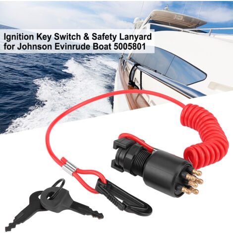 Interrupteur à Clé Avec Lanière Pour Bateau Johnson/Evinrude - Remplace Référence 5005801 - 6