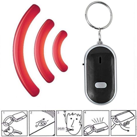 Jeffergarden Porte Clé Siffleur, Localisateur de Clés, Commande vocale Anti-Perte de l'appareil Sound Keychain Locator Finder avec lumière(Noir)