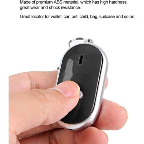 Jeffergarden Porte Clé Siffleur, Localisateur de Clés, Commande vocale Anti-Perte de l'appareil Sound Keychain Locator Finder avec lumière(Noir)