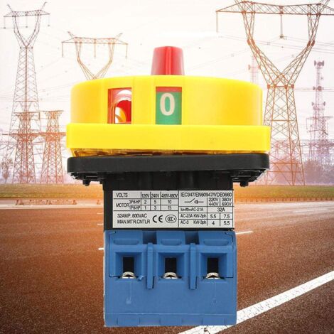 Interrupteur Came Rotative Interrupteur Marche/Arrêt à Came 25A/32A - 3 Pôles, 2 Positions, Pour Disjoncteur De Charge