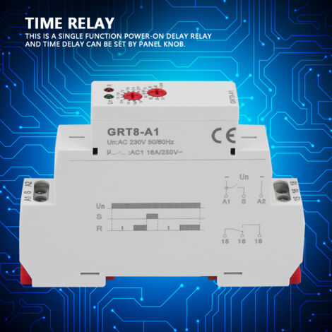 Jeffergarden GRT8-A1 Mini relais temporisé à la mise sous tension Montage sur rail DIN AC 220V