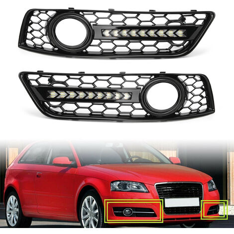 Caches Calandre Phare Antibrouillard Noir Brillant Pour Audi A4 B7 S4 2005-2008 - Réf. 8E0807681F/2F - 10