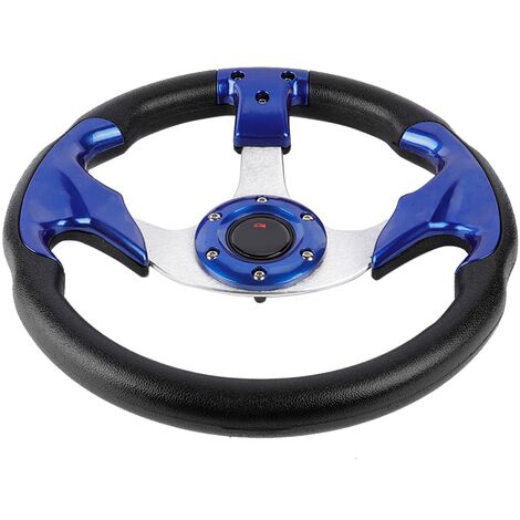 Volant de 320 mm, volant universel de 33 cm en cuir synthétique pour voiture, sport, course - Bleu Volant de 320 mm, volant universel de 33 cm en cuir synthétique pour voiture, sport, course - Bleu