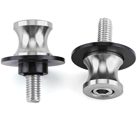 Jeffergarden Bras oscillants béquille arrière de moto, 2 pièces 6/8/10 mm Moto CNC Béquille arrière Fourche Bobines de bras 8mm argent (1/2)