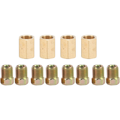 Jeffergarden Kit de 12 raccords de conduite de frein 3/8in24 Thread 4Union 8Nut Brass Universal for 3/16in Tube (1/5)