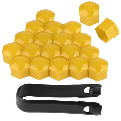 GARRYFIZH 20pcs 19mm Capuchons d'écrou de roue de voiture Auto Hub Vis Cover Bolt Jantes Protection extérieure (Jaune) (1/5)