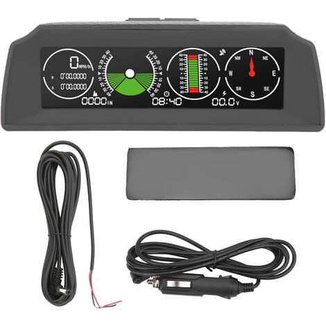 Jeffergarden Compteur de pente GPS PMH KMH inclinomètre HUD affichage de l'angle d'inclinaison boussole surveillance de la vitesse universelle pour voiture (1/4)