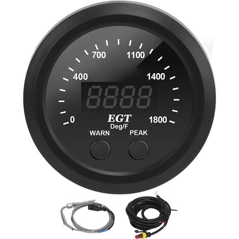 Jeffergarden Jauge de température des gaz d'échappement de voiture 21/16in 52mm Ultra Thin 01800℉ Red LED Universal with Sensor (1/5)
